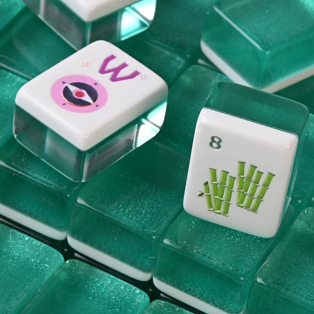 160 Pcs Green Acrylic Luxury American Mahjong Tile detail