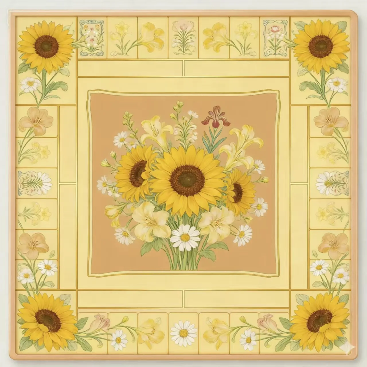 Custom Yellow Chrysanthemum Printed Mahjong Table  detail