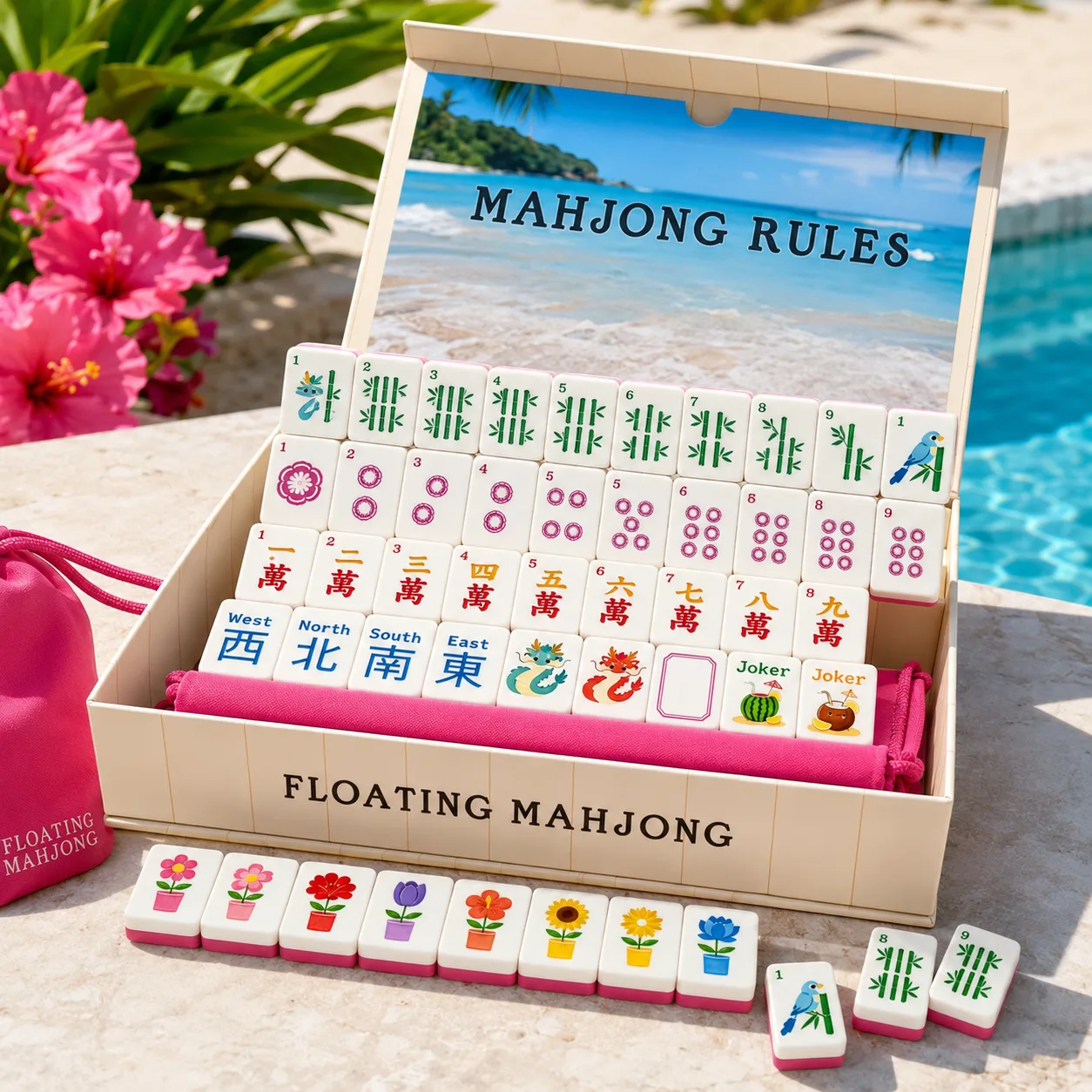 Modern Portable Floating Foam Mahjong Set 160 Tile detail