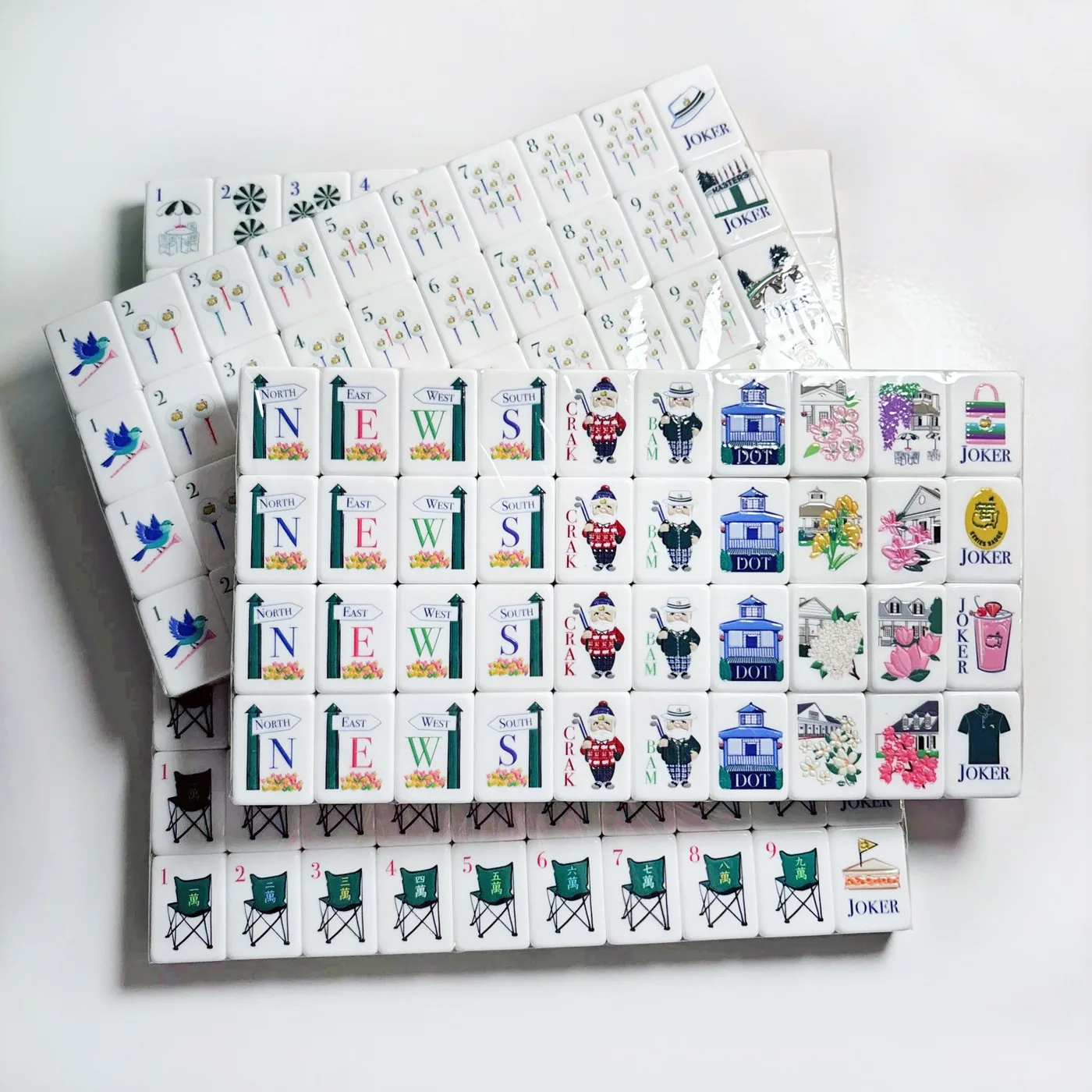 Green Floral Elegant Oriental Acrylic Mahjong Set  detail