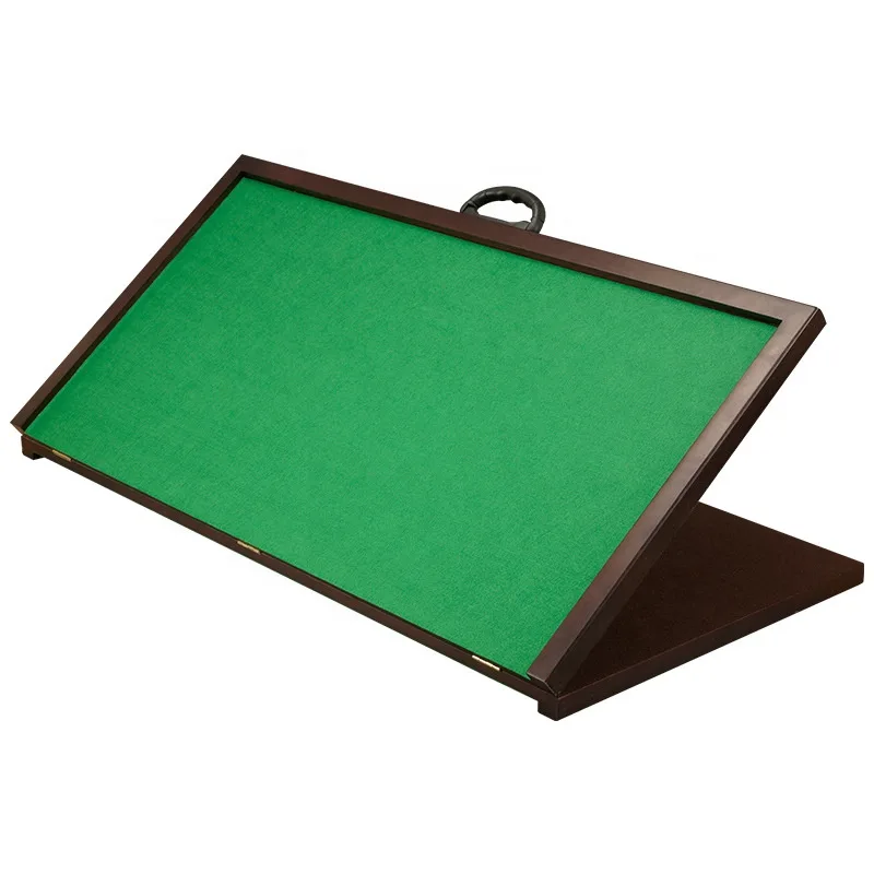 Portable Foldable Wood Mahjong Suitcase, Felt Hand Play Surface for Home Trip Mini American Manual Mahjong Game Board
