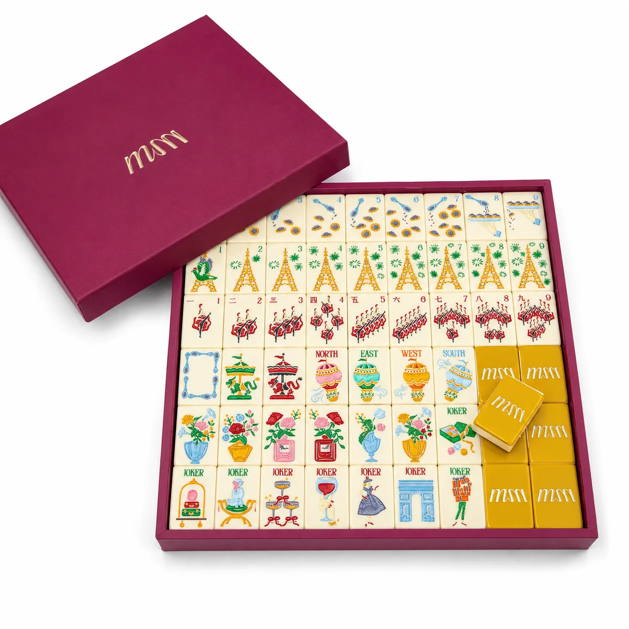 Light Luxury Modern Paris Yellow Hand-Painted American Mahjong 160 Three-Layer Foldable Portable Environmental Entertainment