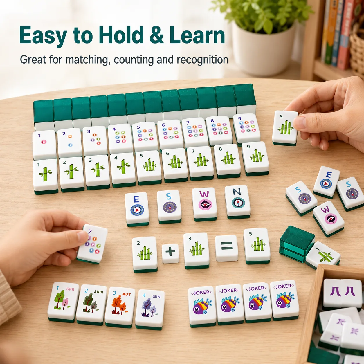 160 Pcs Green Acrylic Luxury American Mahjong Tile detail