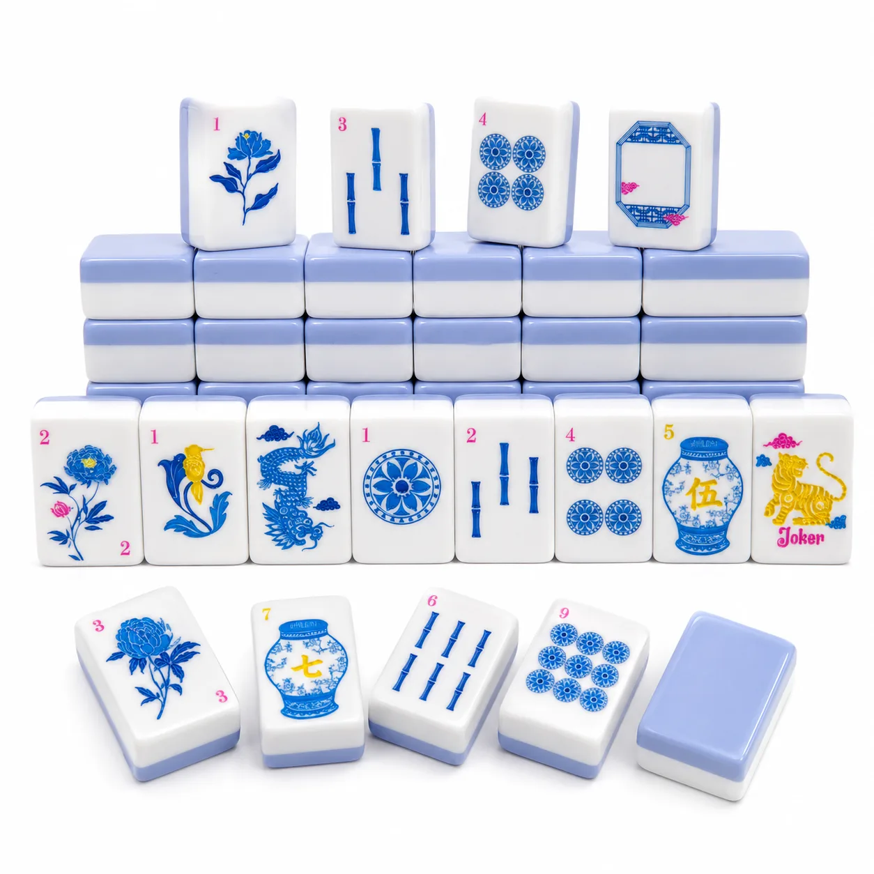 Blue White Plastic Peony Tiger Luxury Portable Ame detail