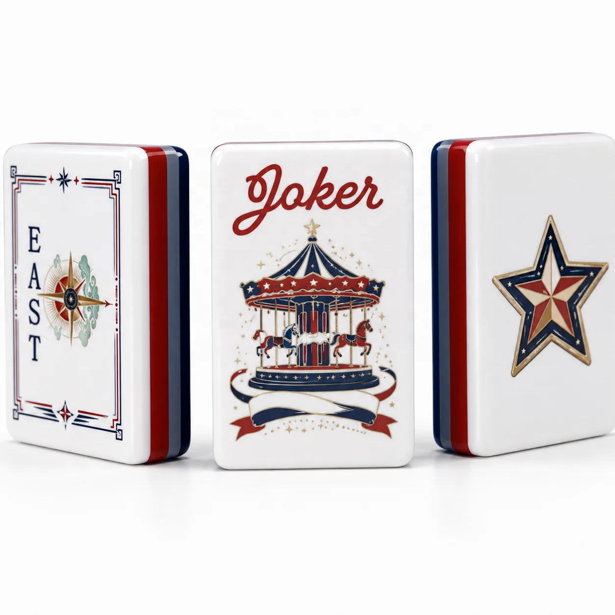 Luxury Patriotic American Mahjong Tiles, Vintage USA National Symbol Pattern Mahjong Game Set for Home Party Collection Gift