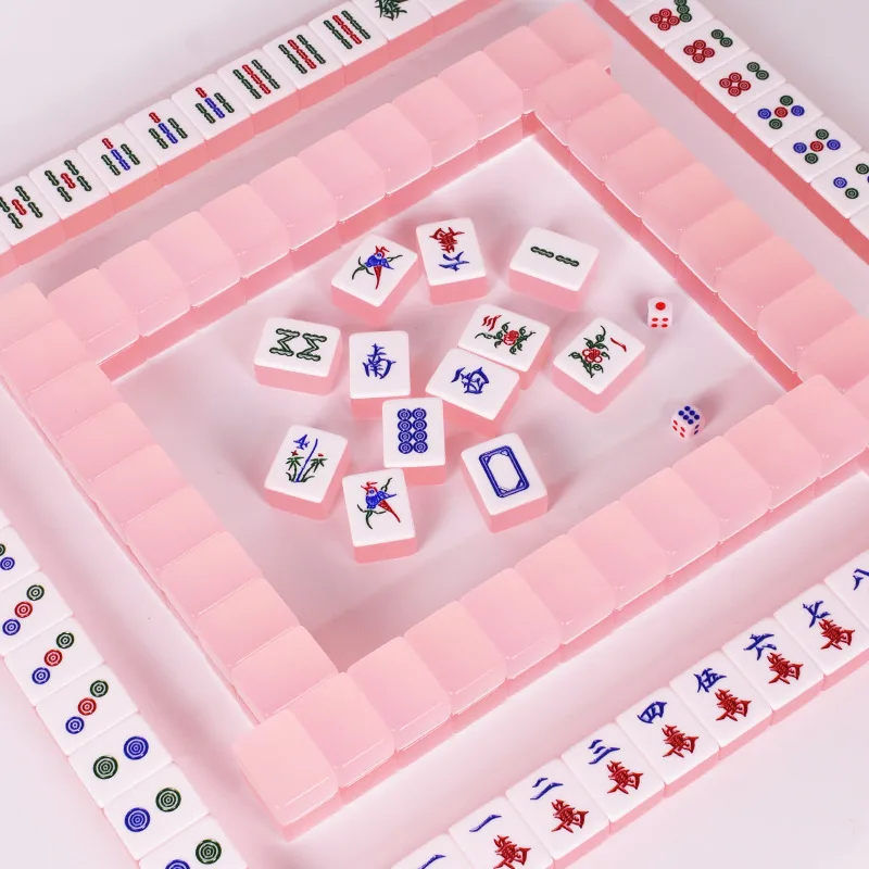 Handcrafted Modern Mahjong 144Tile Set Jelly Pink detail