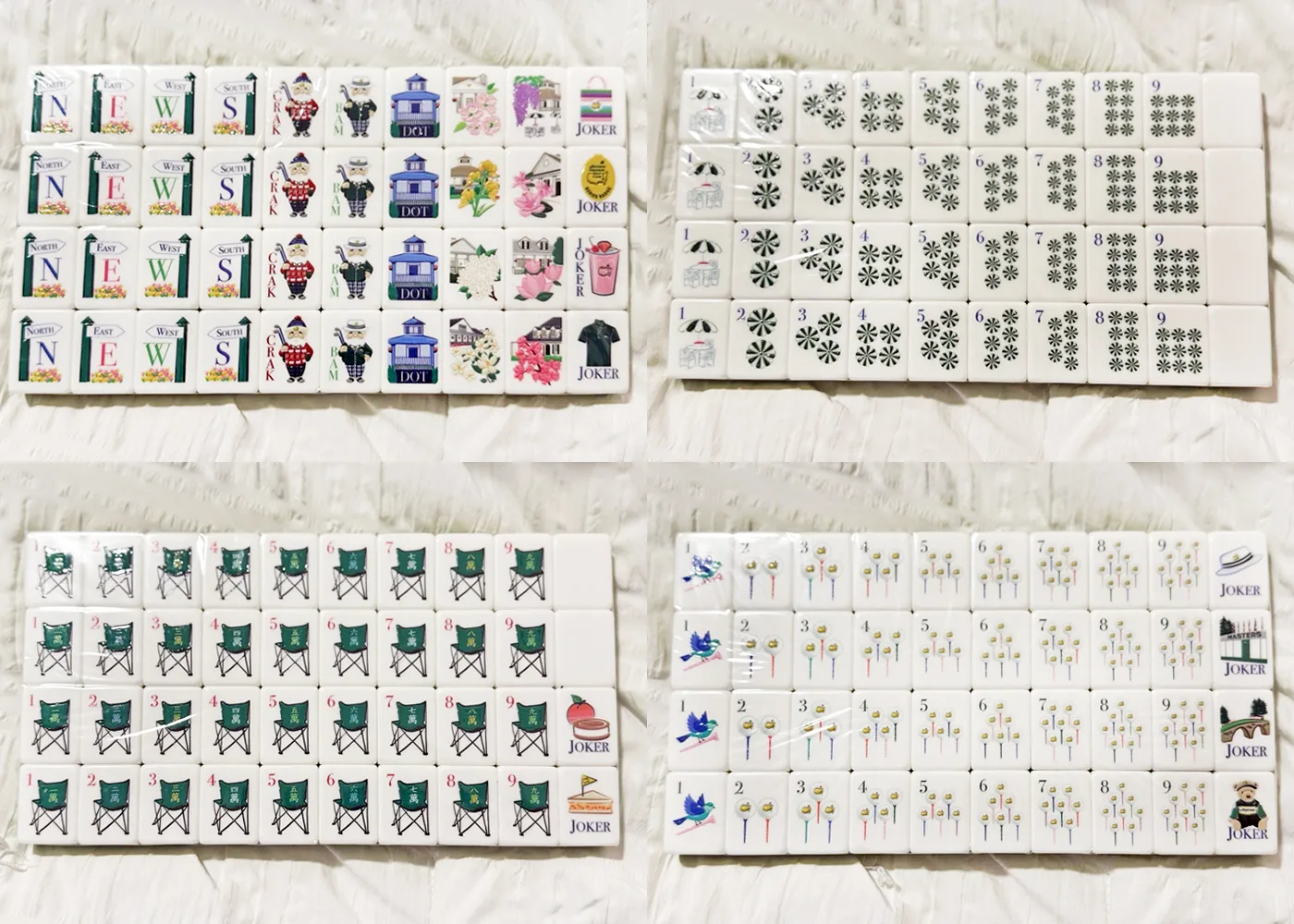 Green Floral Elegant Oriental Acrylic Mahjong Set  detail