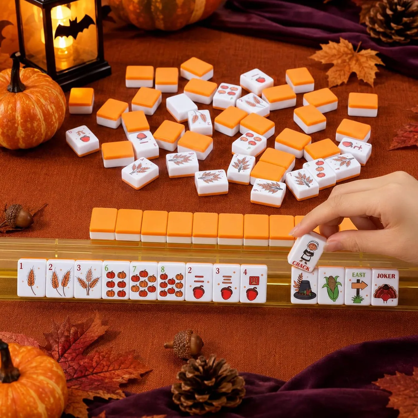 160Pcs American Mahjong Set, Acrylic Thanksgiving  detail