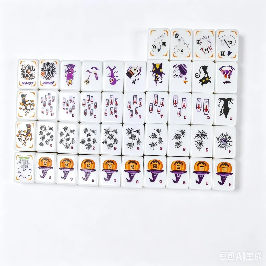 U.S. 4-Layer Halloween Acrylic Mahjong Set 160-Pie detail