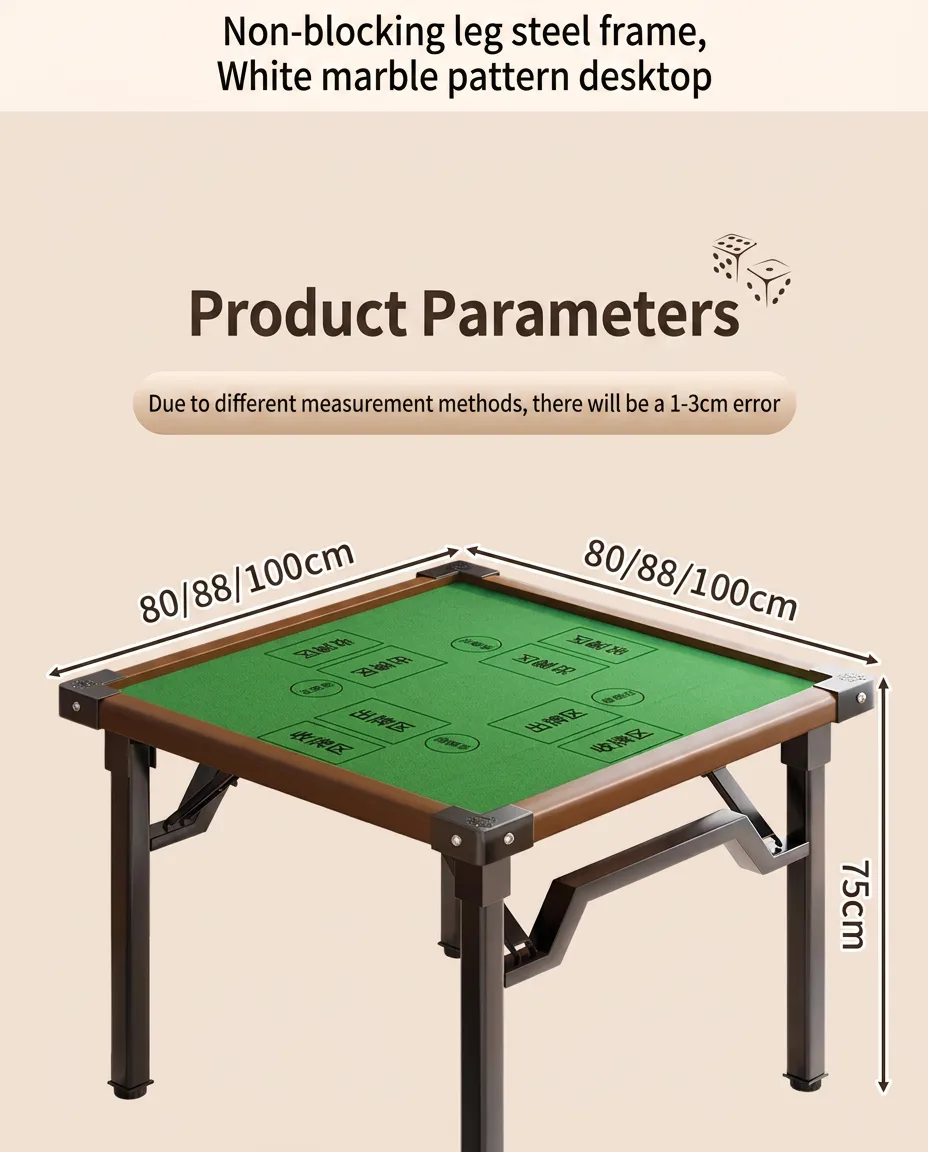 Modern Mahjong & Poker Table Metal & Wood Folding  detail