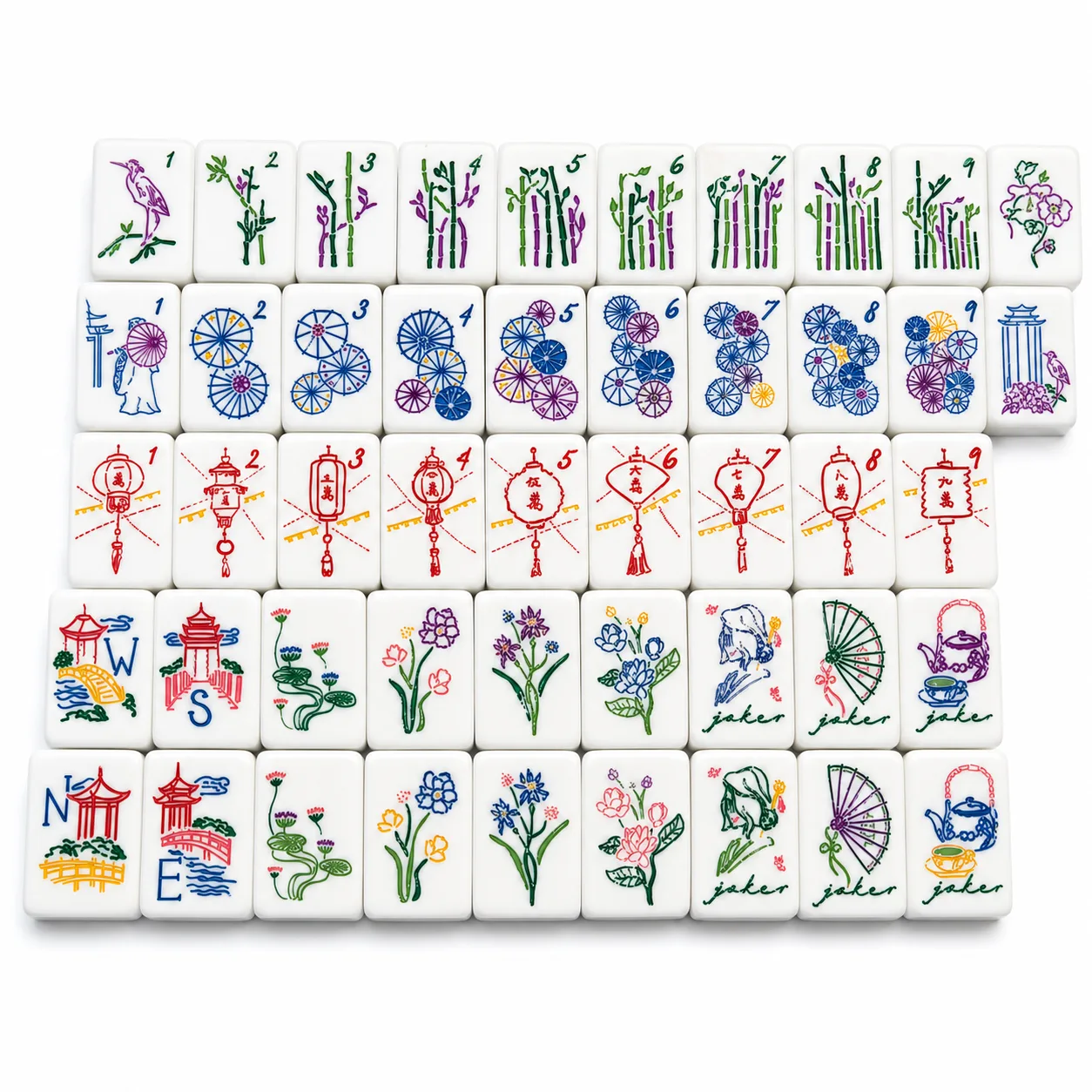 Luxury Modern Foldable Portable 160-Piece Acrylic American Mahjong Tile Set Personalized Artwork 4-Player Entertainment