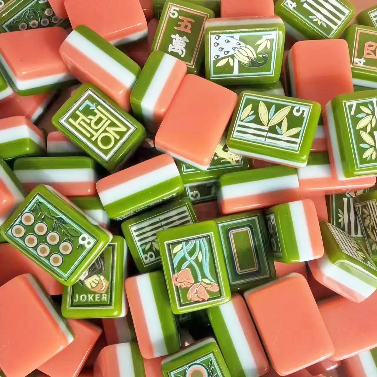 US Oil Painting Acrylic Mahjong Tiles 3-layer Oran detail