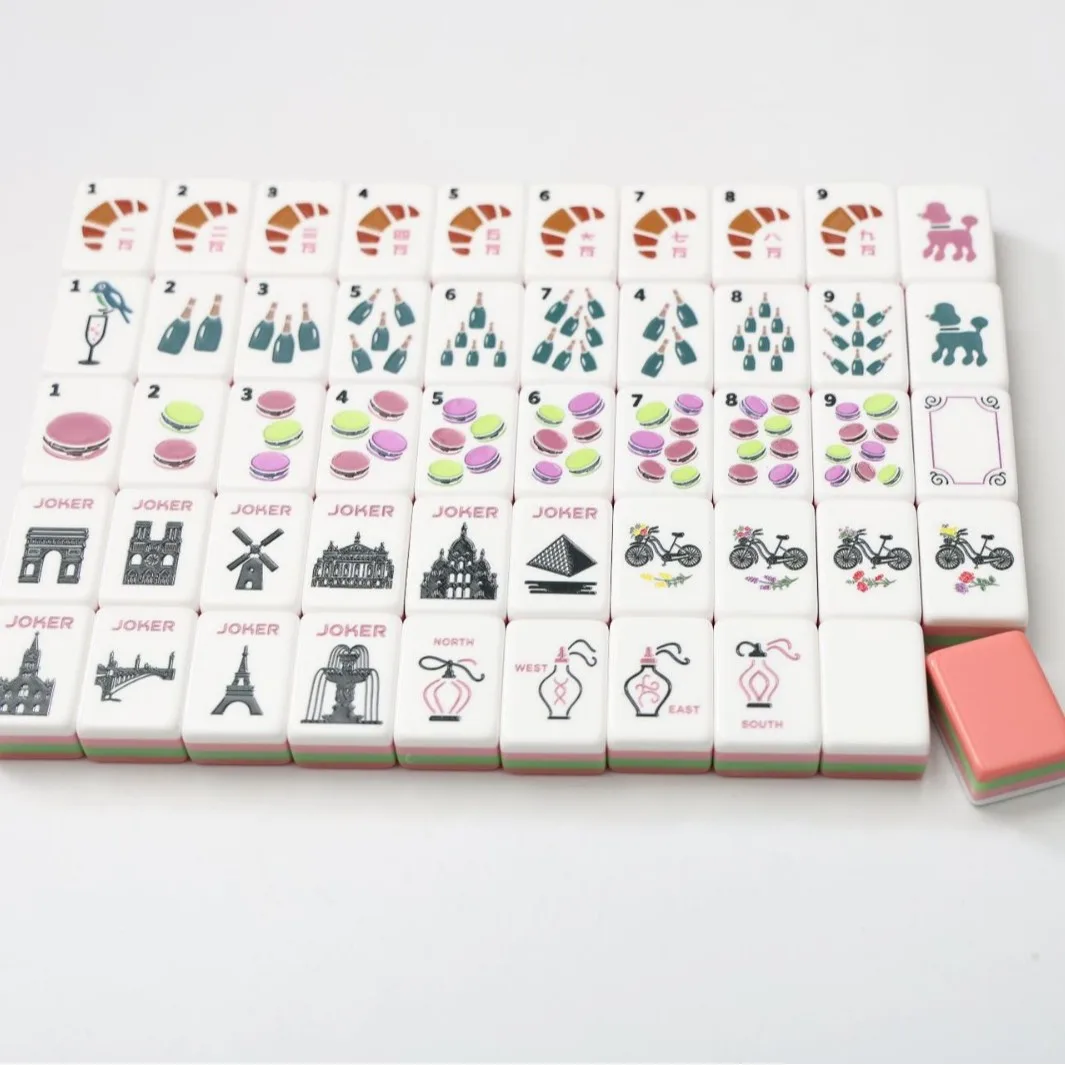 Luxury Western-style American Jewish Acrylic Mahjong Set Hand-shuffled Four-layer Gradient-color Design Portable Consultation