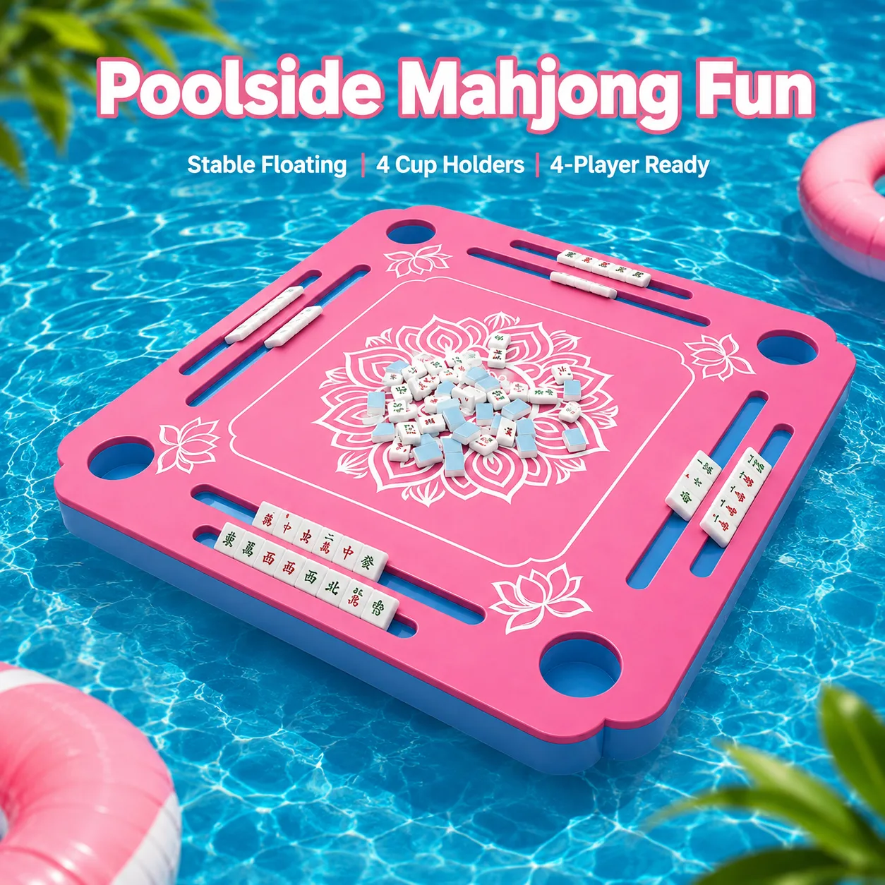 Custom Eco-friendly EVA Foam Waterproof Floating 4-Player Mahjong Game