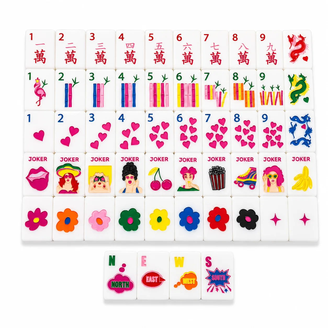 Modern Pop Art Glam Lady Printed American Mahjong detail