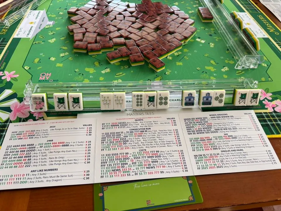Green Floral Elegant Oriental Acrylic Mahjong Set  detail