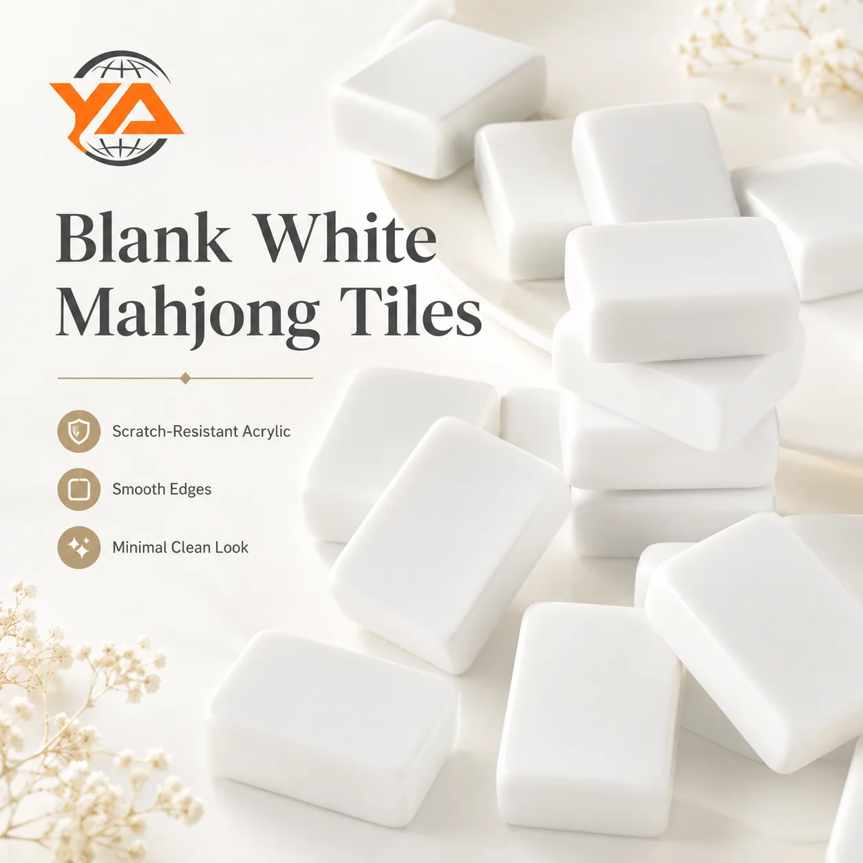160 Pieces Blank Acrylic American Mahjong Tiles, T detail