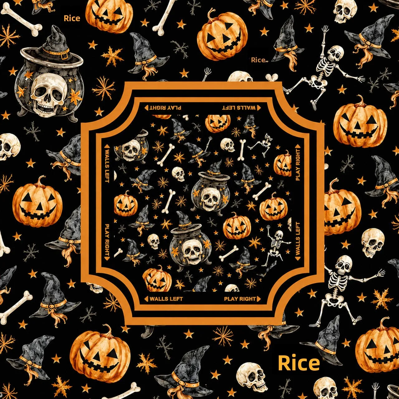 Halloween-themed Mahjong Table Mat Pumpkin and Skull Pattern Game Pad Poker and Doudizhu Non-slip Mat Temu Direct Shipping