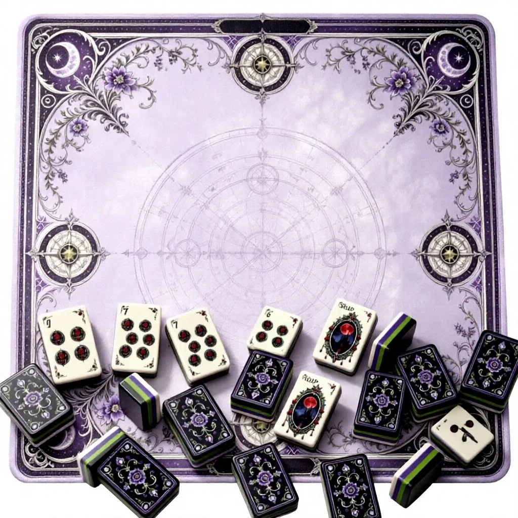 Celestial Mystical Tarot Gothic Mahjong Set Dark Purple Moon Star Acrylic Vintage Astrological for Adults