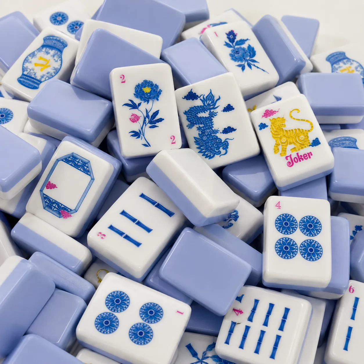 Blue White Plastic Peony Tiger Luxury Portable Ame detail