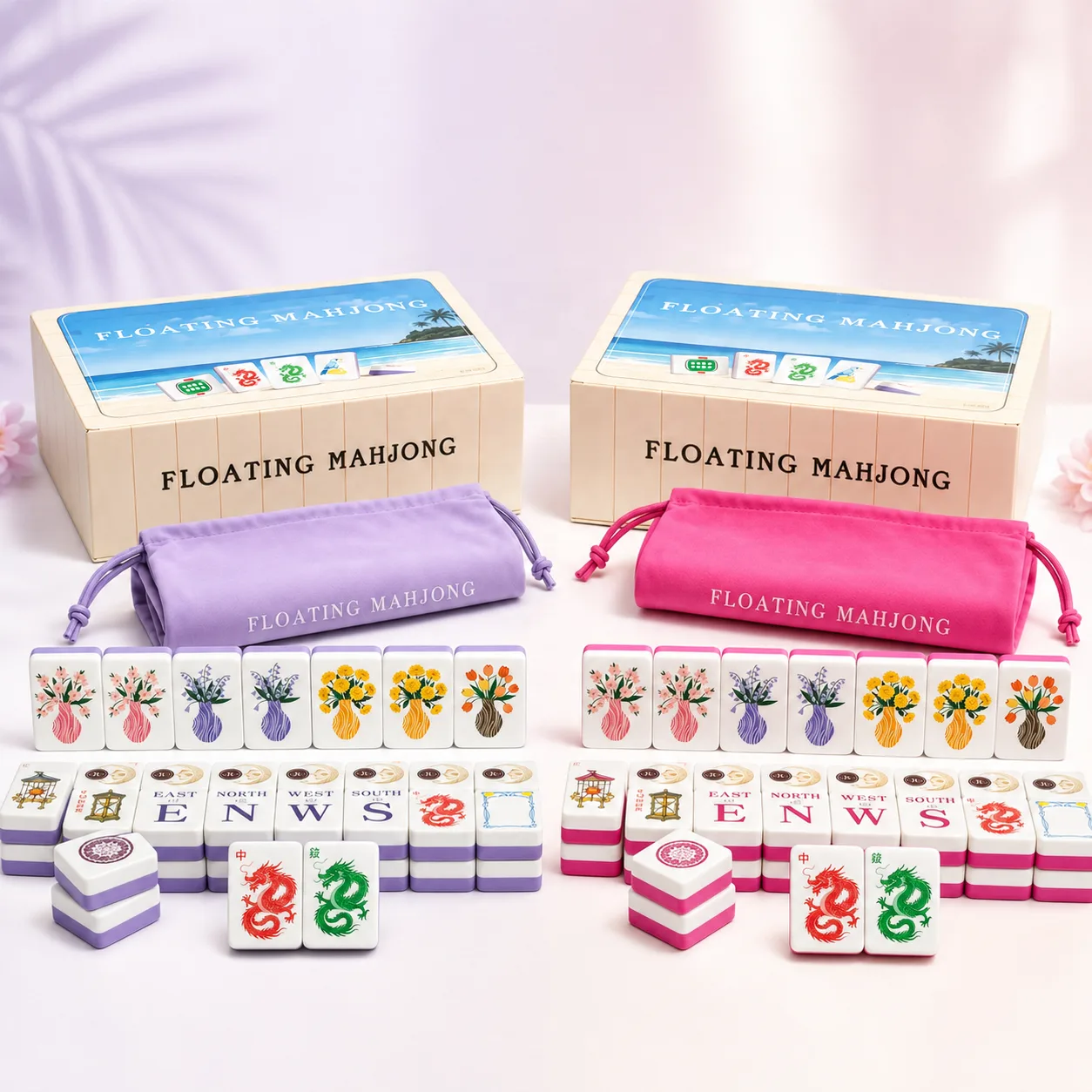 Wholesale Luxury Custom Logo Floating Waterproof Mini Mahjong Set Portable Travel Beach Pool Camping Entertainment Game