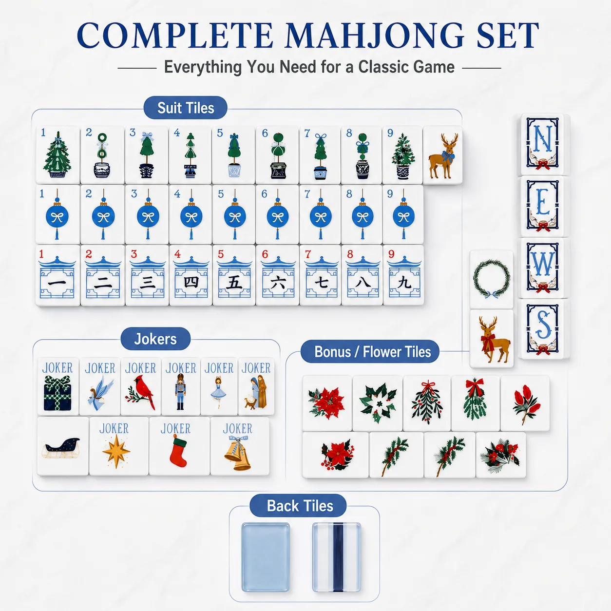 Custom 160-Piece American Mahjong, Acrylic Christm detail