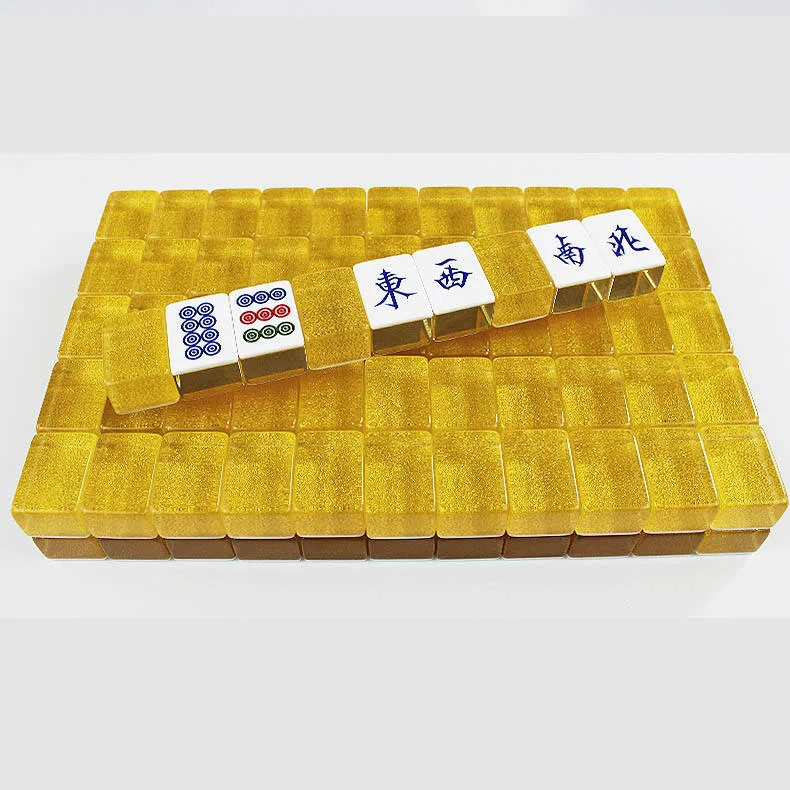Traditional Chinese Mahjong Set Gold Foil Edge Acr detail