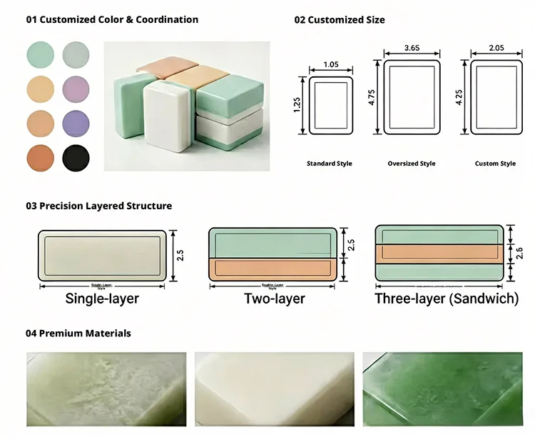 American Luxury Mahjong Tile Set Multi-Layer Acryl detail