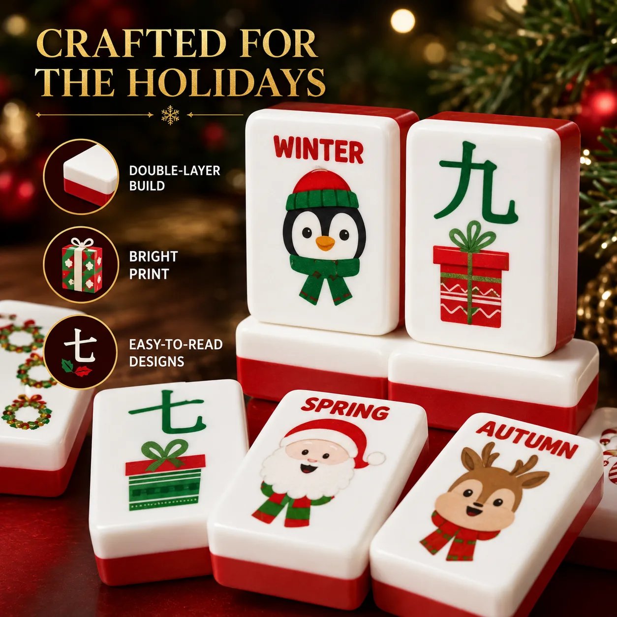 Luxury Christmas American Mahjong Set Double Layer detail