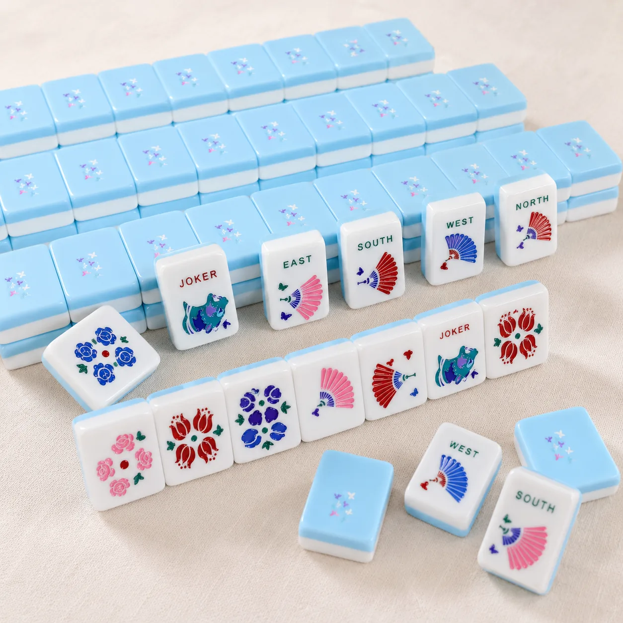 Modern Luxury Engraved Bamboo Bird Pattern Mahjong detail